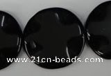 CBS330 15.5 inches 30mm wavy coin blackstone beads wholesale