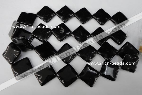 CBS335 15.5 inches 24*24mm wavy diamond blackstone beads wholesale