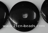 CBS340 15.5 inches 40mm donut blackstone beads wholesale