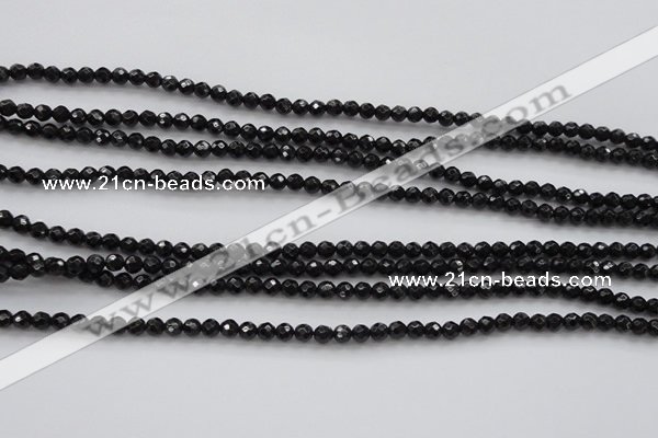 CBS503 15.5 inches 4mm faceted round A grade black spinel beads