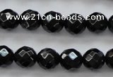 CBS504 15.5 inches 7mm faceted round A grade black spinel beads