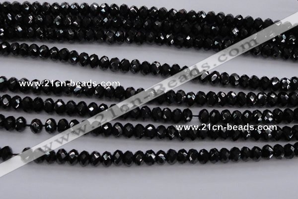 CBS514 15.5 inches 4*6mm faceted rondelle AA grade black spinel beads