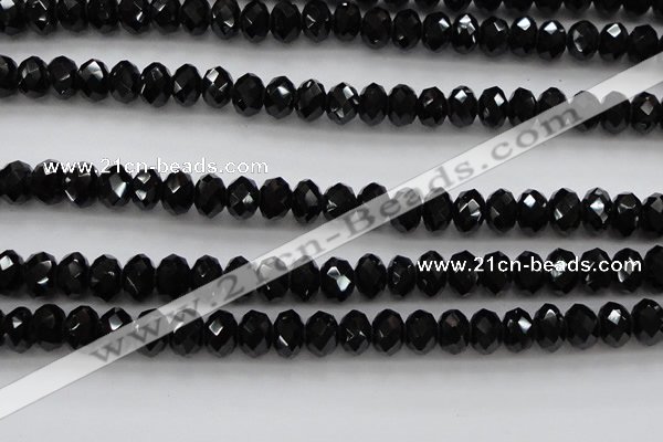 CBS516 15.5 inches 6*8mm faceted rondelle AA grade black spinel beads