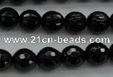 CBS523 15.5 inches 8mm faceted round A grade black spinel beads