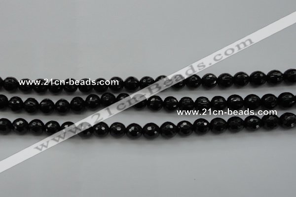 CBS523 15.5 inches 8mm faceted round A grade black spinel beads