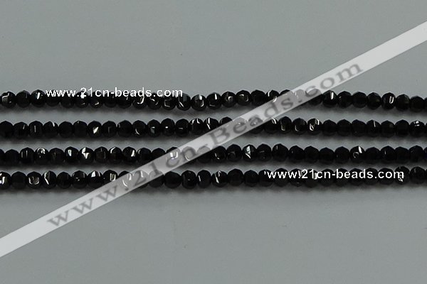 CBS528 15.5 inches 2.5*4mm lantern-shaped natural black spinel beads