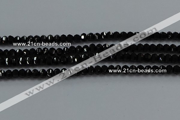 CBS529 15.5 inches 3*5mm lantern-shaped natural black spinel beads