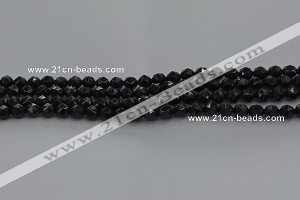 CBS536 15.5 inches 6mm faceted round black spinel beads