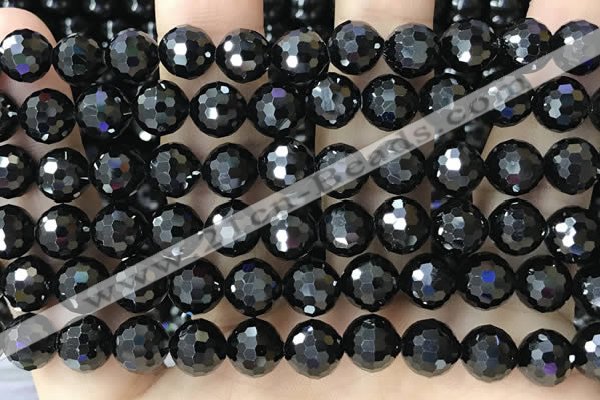 CBS545 15.5 inches 8mm faceted round black spinel gemstone beads