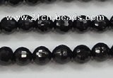 CBS556 15.5 inches 6mm faceted round AA grade black spinel beads