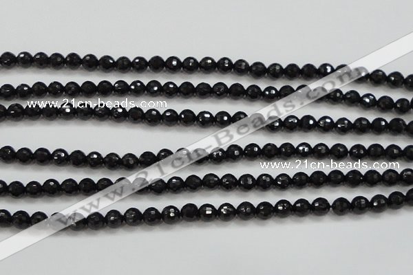 CBS556 15.5 inches 6mm faceted round AA grade black spinel beads