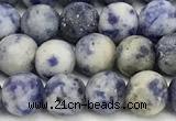 CBS617 15 inches 6mm round matte blue spot stone beads