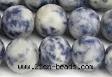 CBS618 15 inches 8mm round matte blue spot stone beads