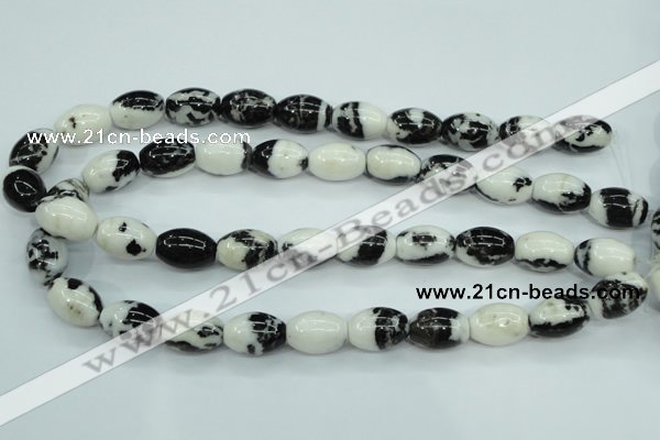 CBW120 15.5 inches 13*18mm rice black & white jasper beads