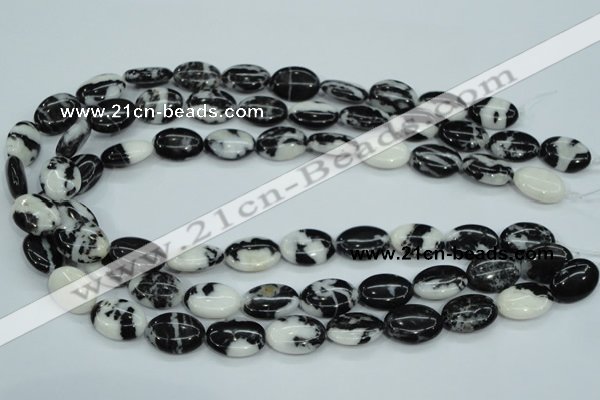 CBW125 15.5 inches 13*18mm oval black & white jasper beads