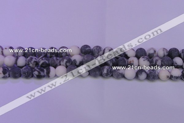 CBW150 15.5 inches 4mm round matte black & white jasper beads