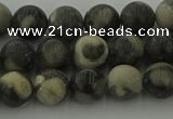 CBW162 15.5 inches 8mm round matte black fossil jasper beads