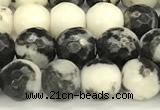 CBW180 15 inches 6mm faceted round black & white jasper beads