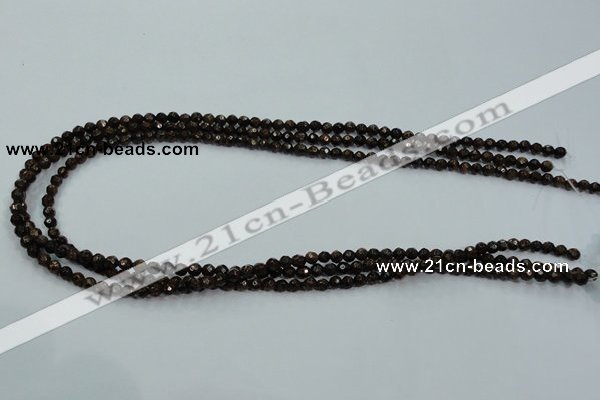 CBZ102 15.5 inches 4mm faceted round bronzite gemstone beads