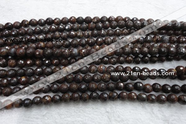 CBZ103 15.5 inches 6mm faceted round bronzite gemstone beads