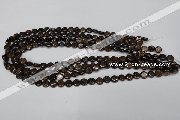 CBZ207 15.5 inches 8mm flat round bronzite gemstone beads