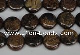 CBZ209 15.5 inches 12mm flat round bronzite gemstone beads