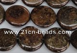 CBZ213 15.5 inches 20mm flat round bronzite gemstone beads