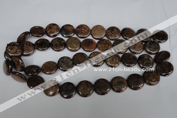 CBZ213 15.5 inches 20mm flat round bronzite gemstone beads