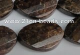 CBZ248 15.5 inches 20*30mm faceted & twisted oval bronzite gemstone beads