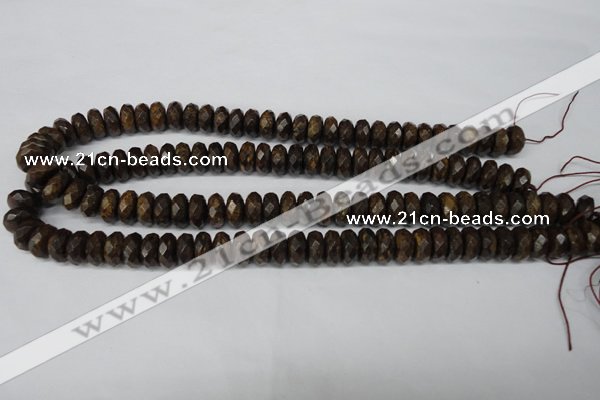 CBZ404 15.5 inches 6*12mm faceted rondelle bronzite gemstone beads