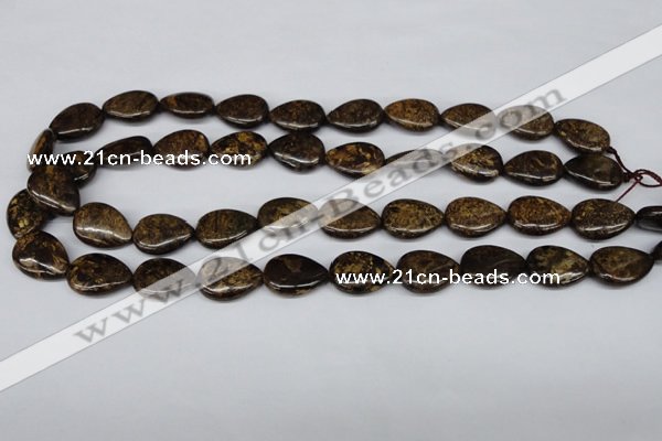 CBZ420 15.5 inches 13*18mm flat teardrop bronzite gemstone beads