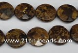 CBZ431 15.5 inches 15mm faceted coin bronzite gemstone beads