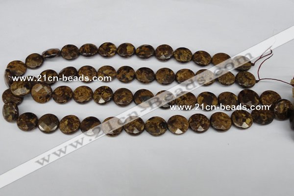 CBZ431 15.5 inches 15mm faceted coin bronzite gemstone beads