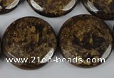 CBZ434 15.5 inches 25mm faceted coin bronzite gemstone beads