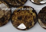 CBZ435 15.5 inches 30mm faceted coin bronzite gemstone beads