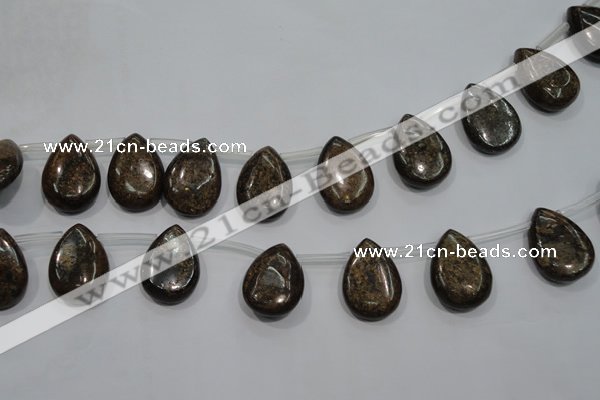 CBZ500 Top-drilled 10*14mm flat teardrop bronzite gemstone beads