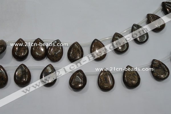 CBZ501 Top-drilled 12*16mm flat teardrop bronzite gemstone beads