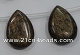 CBZ502 Top-drilled 13*18mm flat teardrop bronzite gemstone beads