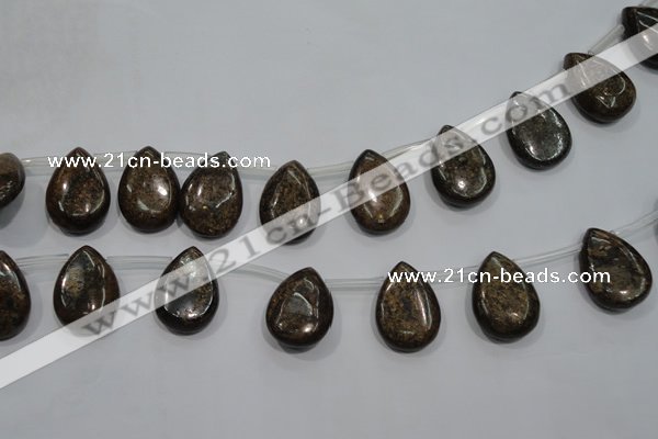 CBZ502 Top-drilled 13*18mm flat teardrop bronzite gemstone beads