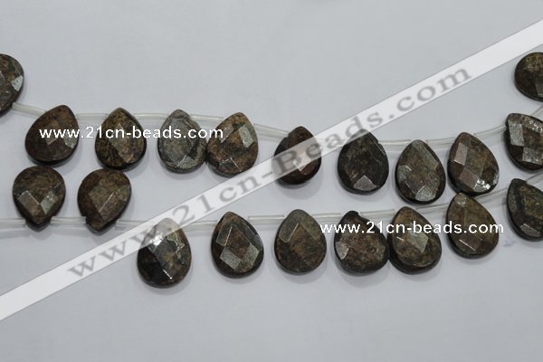 CBZ506 Top-drilled 12*16mm faceted flat teardrop bronzite gemstone beads