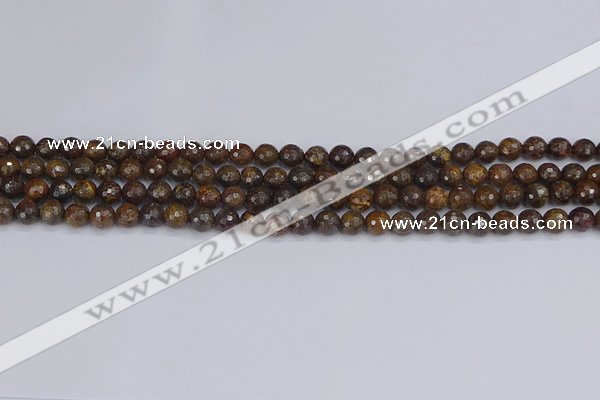 CBZ610 15.5 inches 4mm faceted round bronzite gemstone beads