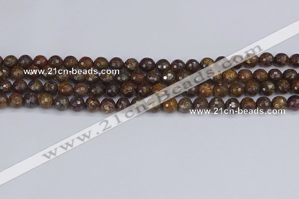 CBZ612 15.5 inches 8mm faceted round bronzite gemstone beads