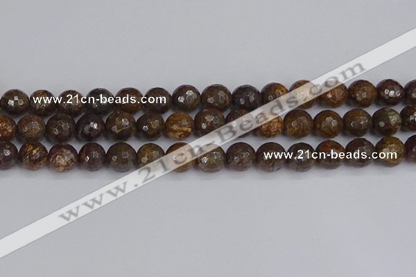 CBZ614 15.5 inches 12mm faceted round bronzite gemstone beads