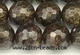 CBZ631 15 inches 8mm faceted round bronzite beads wholesale