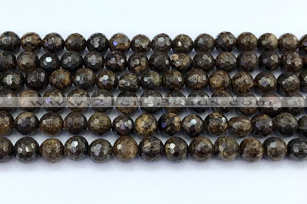 CBZ641 15 inches 8mm faceted round bronzite gemstone beads