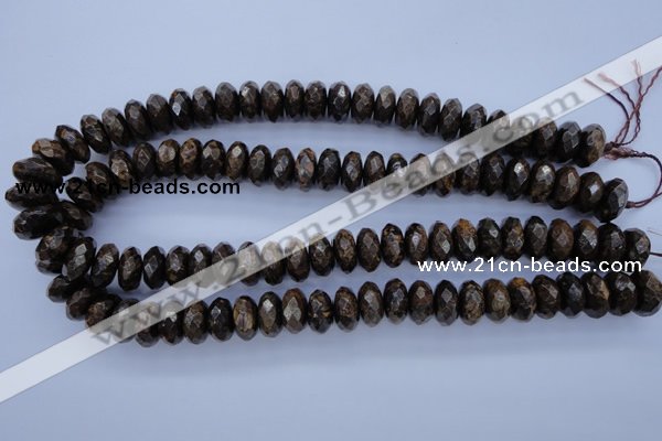 CBZ66 15.5 inches 7*14mm faceted rondelle bronzite gemstone beads