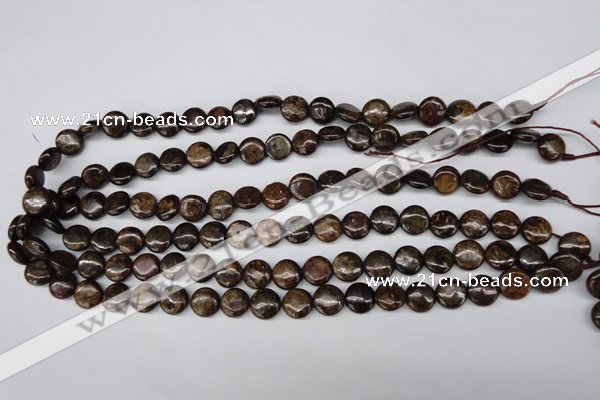 CBZ71 15.5 inches 10mm flat round bronzite gemstone beads