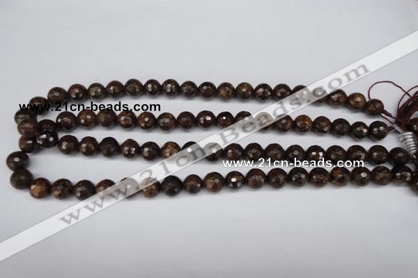 CBZ95 15.5 inches 10mm faceted round bronzite gemstone beads