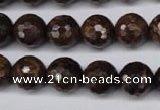 CBZ96 15.5 inches 12mm faceted round bronzite gemstone beads