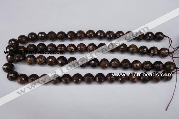 CBZ96 15.5 inches 12mm faceted round bronzite gemstone beads